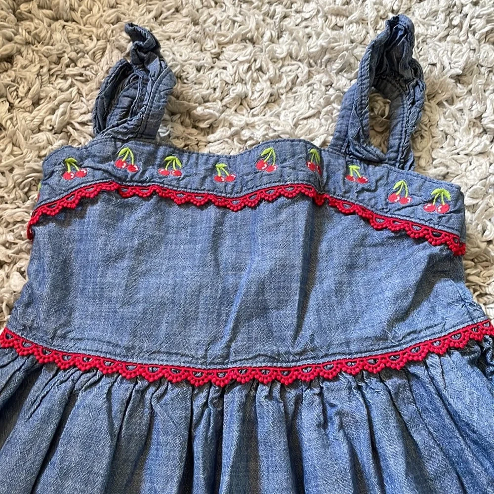 2020 Gymboree “Very Cherry” Embroidered Chambray Dress, Size 5T
